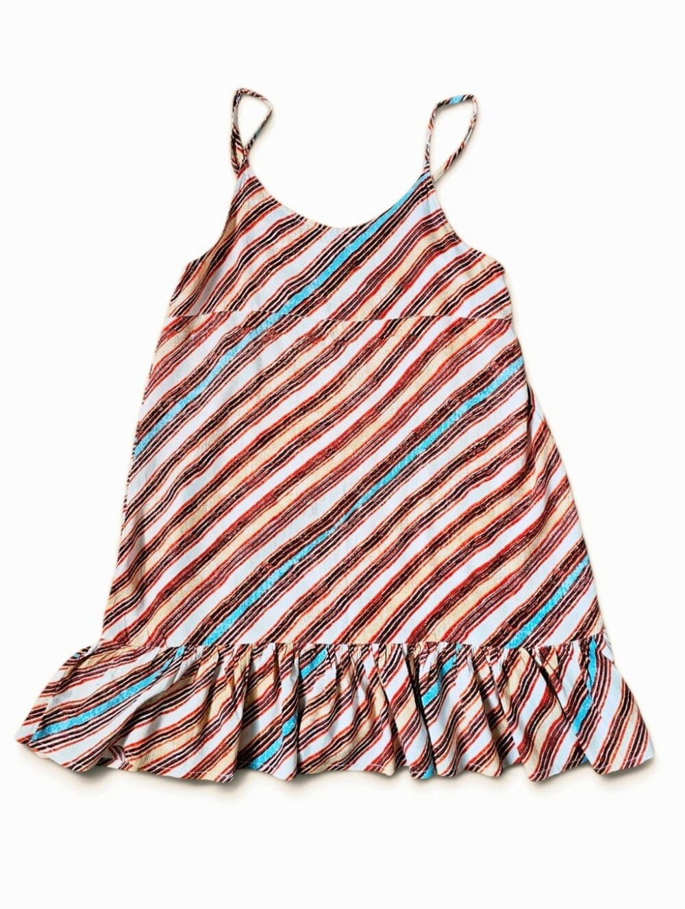 Urban Outfitters Coastal Boho Y2K Striped Spaghetti‑Strap Mini Dress, Size XS